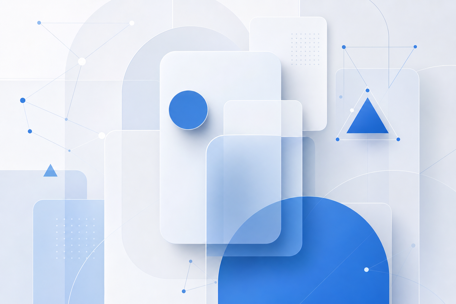 Layered geometric panels suggesting an organized technology practice